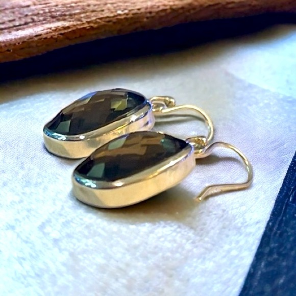 Designer Smoky Quartz Sterling Silver Earrings - Picture 4 of 5